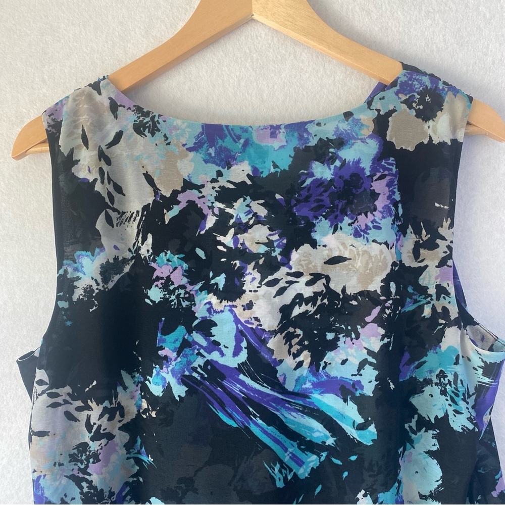 212 Collection Women's Garden Party Cowl Neck Sleeveless Chiffon Top XL Abstract - Picture 9 of 10